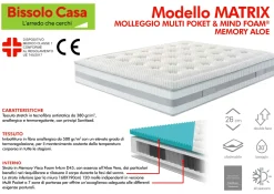 MATERASSO MATRIX 1 PIAZZA E 1/2 160X190CM A MOLLE INDIPENDENTI