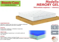 MATERASSO MEMORY GEL 1 PIAZZA E 1/2 120X190CM IN POLIURETANO ESPANSO E MEMORY