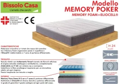 MATERASSO MEMORY POKER 1 PIAZZA E 1/2 120X190 CM IN MEMORY FOAM ED ELIOCELL