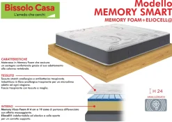 MATERASSO MEMORY SMART 1 PIAZZA E 1/2 120X190CM IN MEMORY FOAM ED ELIOCELL