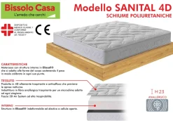 MATERASSO SANITAL 4D SINGOLO 80X190CM IN SCHIUME POLIURETANICHE