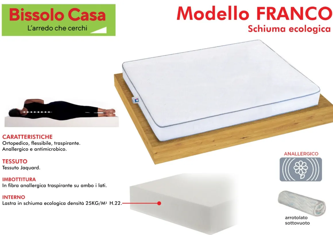 MATERASSO UNA PIAZZA E MEZZA IN POLIURETANO ESPANSO