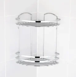 MENSOLA ANGOLARE PER DOCCIA 2 RIPIANI CM 24X24 H.37,5 CROMO