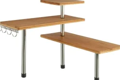 MENSOLA ANGOLARE IN BAMBOO E ACCIAIO 45X43X38.5CM NATURALE E CROMO