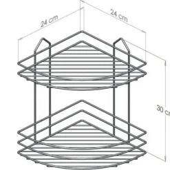 MENSOLA ANGOLARE PER DOCCIA 2 RIPIANI CM 24X24 H.30 CROMO