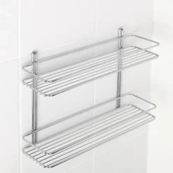 MENSOLA PER DOCCIA 2 RIPIANI CM 40X11 H.28 CROMO