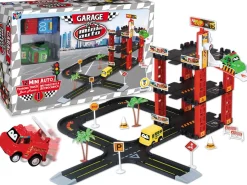 MINI AUTO GARAGE CON 2 MACCHINE A RETROCARICA: vendita online MINI AUTO GARAGE CON 2 MACCHINE A RETROCARICA in offerta