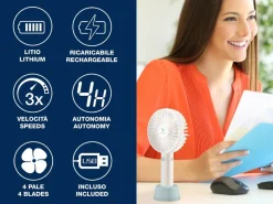 MINI VENTILATORE RICARICABILE CON CAVO USB