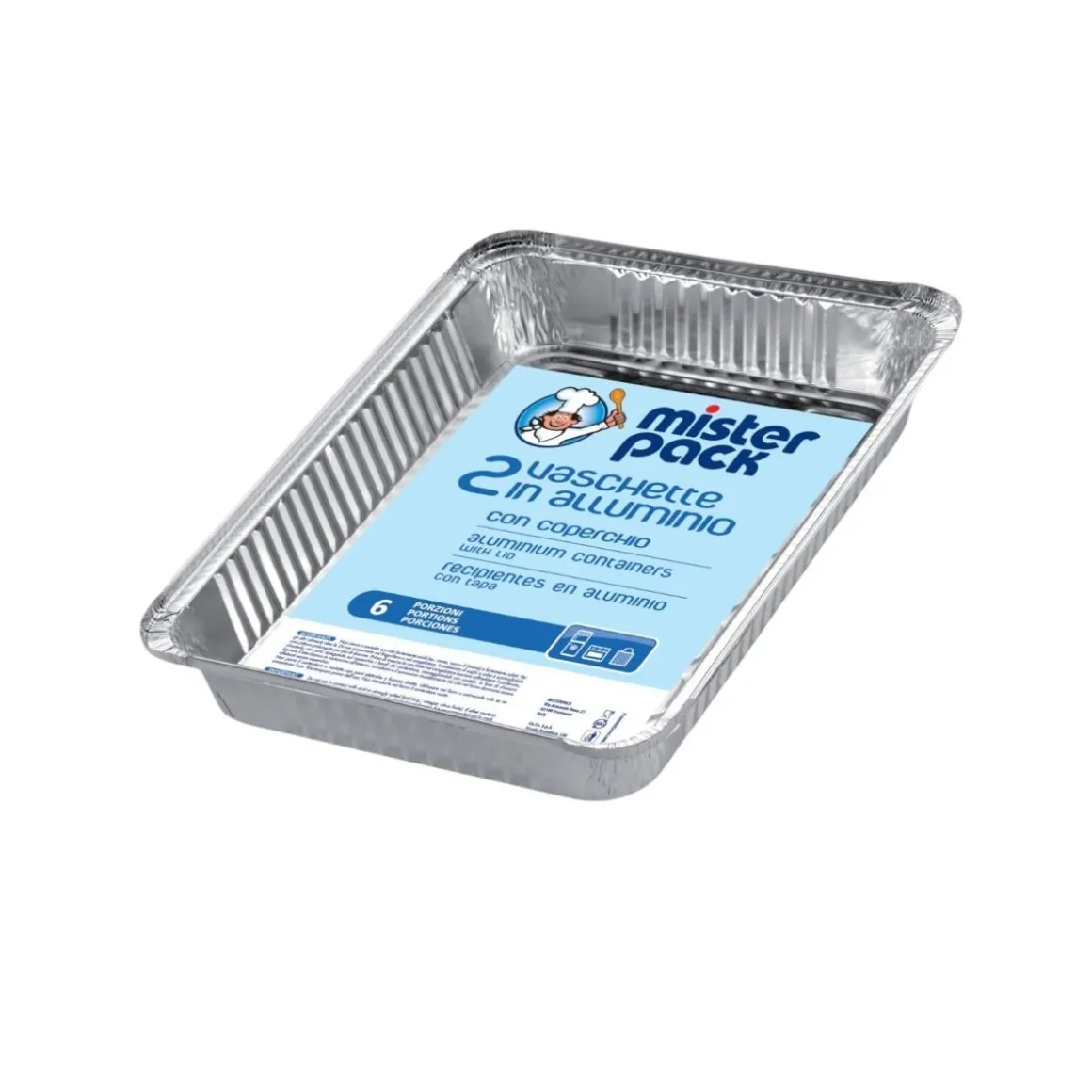 MISTERPACK - SET 2 VASCHETTE CON COPERCHIO IN ALLUMINIO 6 PORZIONI
