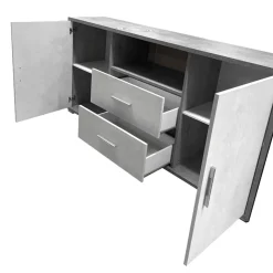 Mobile basso in laminato cemento e bianco