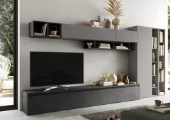 Mobile da soggiorno modello Infinity in colore ardesia 2 basi e tv colonna