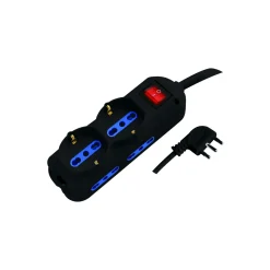 MULTIPRESA 4 BIPASSO CON 2 PRESE UNIVERSALI SPINA 90° CAVO 1,5MT NERA: vendita online MULTIPRESA 4 BIPASSO CON 2 PRESE UNIVERSALI SPINA 90° CAVO 1,5MT NERA in offerta