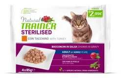 NATURAL TRAINER CAT ADULTO UMIDO STERILISED FLOW TACCHINO 85GR: vendita online NATURAL TRAINER CAT ADULTO UMIDO STERILISED FLOW TACCHINO 85GR in offerta