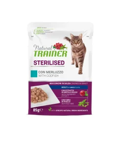 NATURAL TRAINER CAT ADULTO MERLUZZO STERILISED WET GR 85: vendita online NATURAL TRAINER CAT ADULTO MERLUZZO STERILISED WET GR 85 in offerta