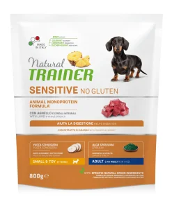 NATURAL TRAINER DOG ADULTO SMALL & TOY SENSITIVE AGNELLO E CEREALI INTEGRALI KG 0.8: vendita online NATURAL TRAINER DOG ADULTO SMALL & TOY SENSITIVE AGNELLO E CEREALI INTEGRALI KG 0.8 in offerta