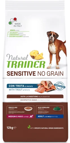 NATURAL TRAINER DOG ADULTO NO GRAIN TROTA 12KG: vendita online NATURAL TRAINER DOG ADULTO NO GRAIN TROTA 12KG in offerta