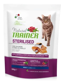 NATUTAL TRAINER CAT ADULTO SALMONE E FIBRA DI PISELLO STERILISED GR 300: vendita online NATUTAL TRAINER CAT ADULTO SALMONE E FIBRA DI PISELLO STERILISED GR 300 in offerta
