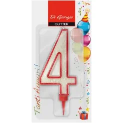 NUMERO 4 GIGANTE CON BRILLANTINI ALTEZZA 11CM E SUPPORTO H 1,3CM: vendita online NUMERO 4 GIGANTE CON BRILLANTINI ALTEZZA 11CM E SUPPORTO H 1,3CM in offerta