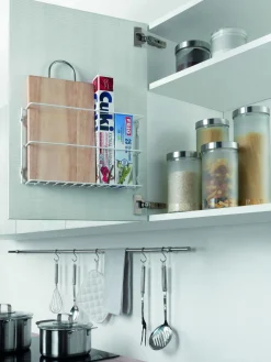 ORGANIZER PORTA TAGLIERI E ROTOLI CUCINA TABLA BIANCO 34X6X20CM