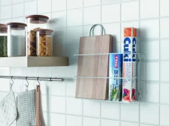 ORGANIZER PORTA TAGLIERI E ROTOLI CUCINA TABLA BIANCO 34X6X20CM