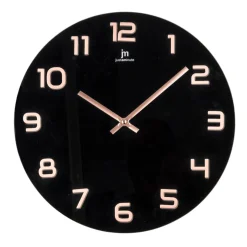OROLOGIO DA PARETE IN VETRO NERO E ROSE GOLD DIAM. 38CM: vendita online OROLOGIO DA PARETE IN VETRO NERO E ROSE GOLD DIAM. 38CM in offerta