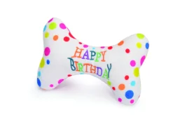 OSSO HAPPY BIRTHDAY IN POLIESTERE CON SQUEAKER 18CM: vendita online OSSO HAPPY BIRTHDAY IN POLIESTERE CON SQUEAKER 18CM in offerta