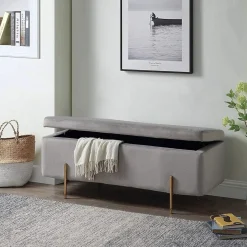 PANCA CONTENITORE CM110X40 H.45CM IN VELLUTO GRIGIO SCURO: vendita online PANCA CONTENITORE CM110X40 H.45CM IN VELLUTO GRIGIO SCURO in offerta