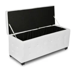 PANCA CONTENITORE CM 138X42 H. 46 IN ECOPELLE BIANCA: vendita online PANCA CONTENITORE CM 138X42 H. 46 IN ECOPELLE BIANCA in offerta