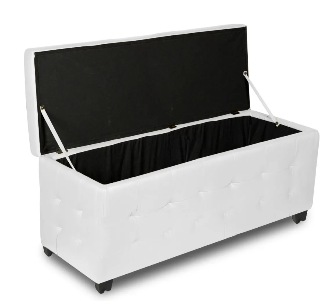 PANCA CONTENITORE CM 138X42 H. 46 IN ECOPELLE BIANCA: vendita online PANCA CONTENITORE CM 138X42 H. 46 IN ECOPELLE BIANCA in offerta
