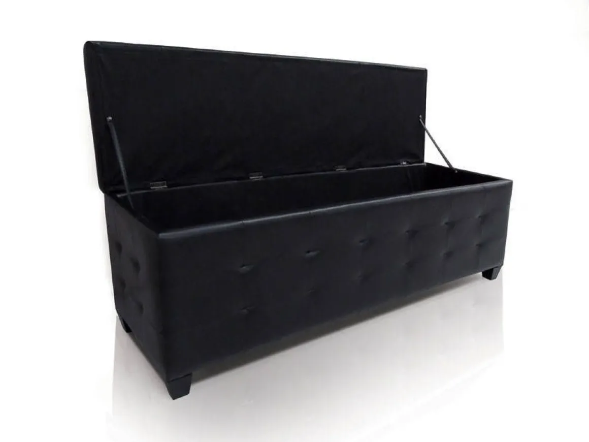 PANCA CONTENITORE CM 138X42 H. 46 IN ECOPELLE NERA: vendita online PANCA CONTENITORE CM 138X42 H. 46 IN ECOPELLE NERA in offerta