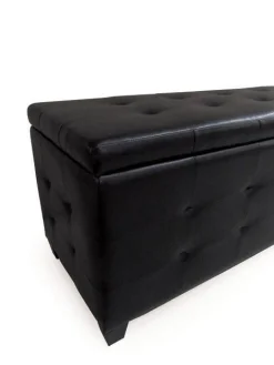 PANCA CONTENITORE CM 138X42 H. 46 IN ECOPELLE NERA: vendita online PANCA CONTENITORE CM 138X42 H. 46 IN ECOPELLE NERA in offerta