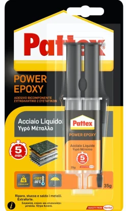 PATTEX POWER EPOXY ACCIAIO LIQUIDO 35gr SIRINGA BICOMPONENTE : vendita online PATTEX POWER EPOXY ACCIAIO LIQUIDO 35gr SIRINGA BICOMPONENTE in offerta