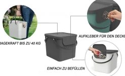 PATTUMIERA ALBULA ANTRACITE 40X35.8X34CM 40LT: vendita online PATTUMIERA ALBULA ANTRACITE 40X35.8X34CM 40LT in offerta