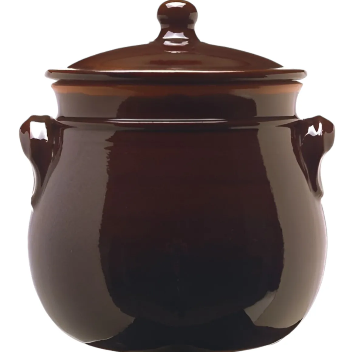 PENTOLA BOMBATA 2 MANICI LINEA BRUNA IN TERRACOTTA DIAM. 20CM