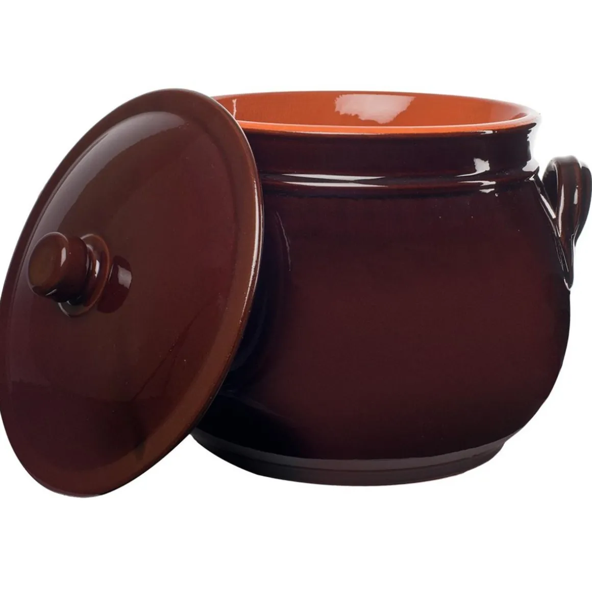 PENTOLA BOMBATA 2 MANICI LINEA BRUNA IN TERRACOTTA DIAM. 20CM