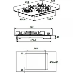 PIANO COTTURA BEKO CM 75 HIAW75224SXE INOX