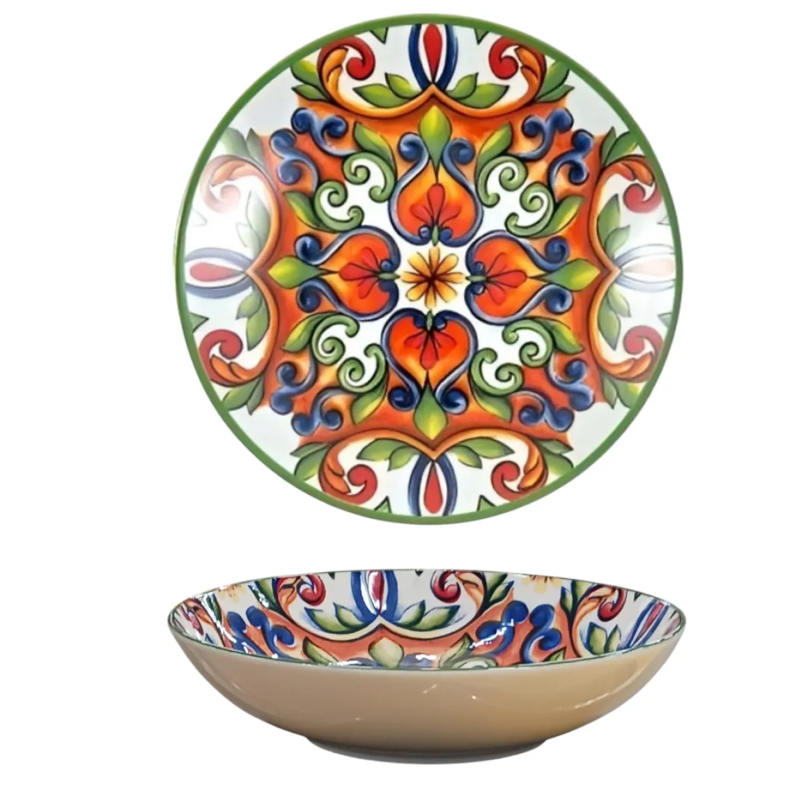 PIATTO FONDO LINEA FAVIGNANA IN PORCELLANA DIAM. 21CM MULTICOLORE