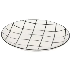 PIATTO DA DESSERT MOD. CORNER IN CERAMICA A QUADRI 20X2.3CM