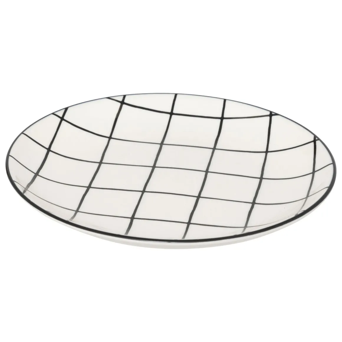 PIATTO DA DESSERT MOD. CORNER IN CERAMICA A QUADRI 20X2.3CM