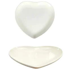 PIATTO DESSERT CUORE IN CERAMICA CREMA 20X20CM