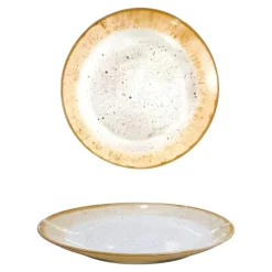 PIATTO DESSERT IN PORCELLANA LINEA MARMOREO DIAM. 20CM BEIGE