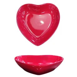 PIATTO FONDO CUORE IN CERAMICA 20X20 CM ROSSO