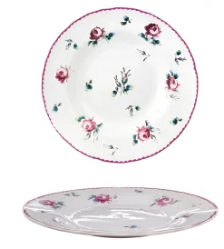 PIATTO FRUTTA FIORI 1 IN PORCELLANA BIANCO CON DECORO DIAM. 20CM