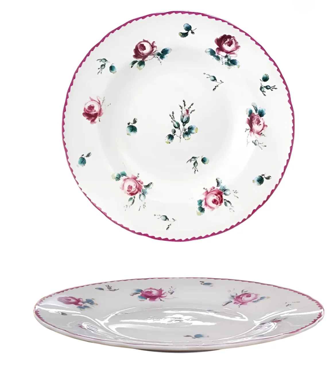PIATTO FRUTTA FIORI 1 IN PORCELLANA BIANCO CON DECORO DIAM. 20CM