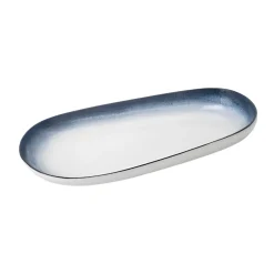 PIATTO OVALE IN PORCELLANA LINEA ONDA 35X19CM BIANCO/BLU
