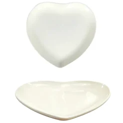 PIATTO PIANO CUORE IN CERAMICA CREMA 25X25CM
