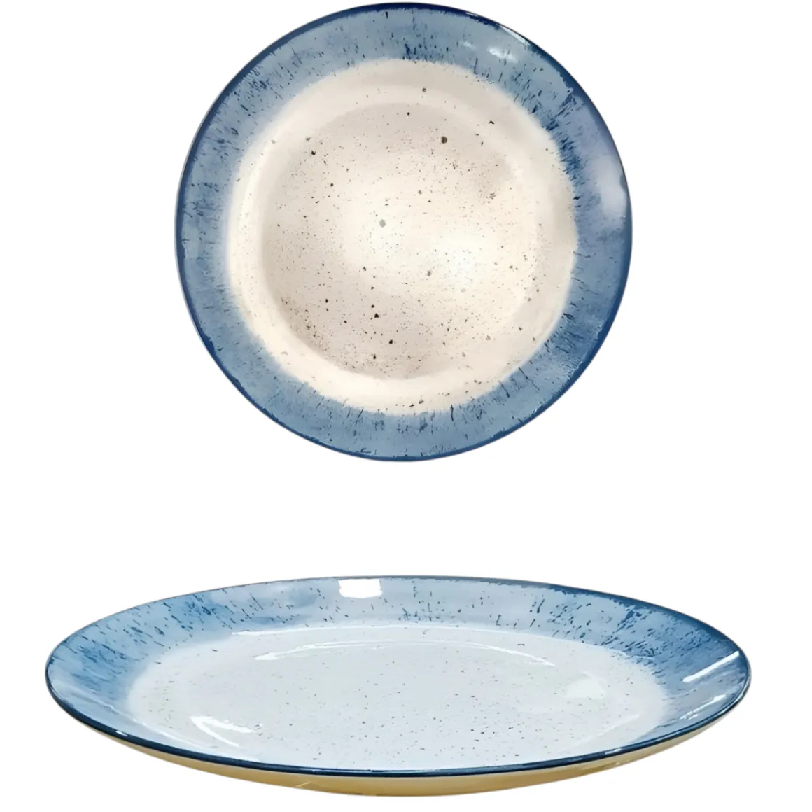 PIATTO PIANO IN PORCELLANA LINEA MARMOREO DIAM. 27CM BLU