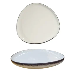 PIATTO PIANO IN PORCELLANA LINEA ONDA 23X22CM BIANCO