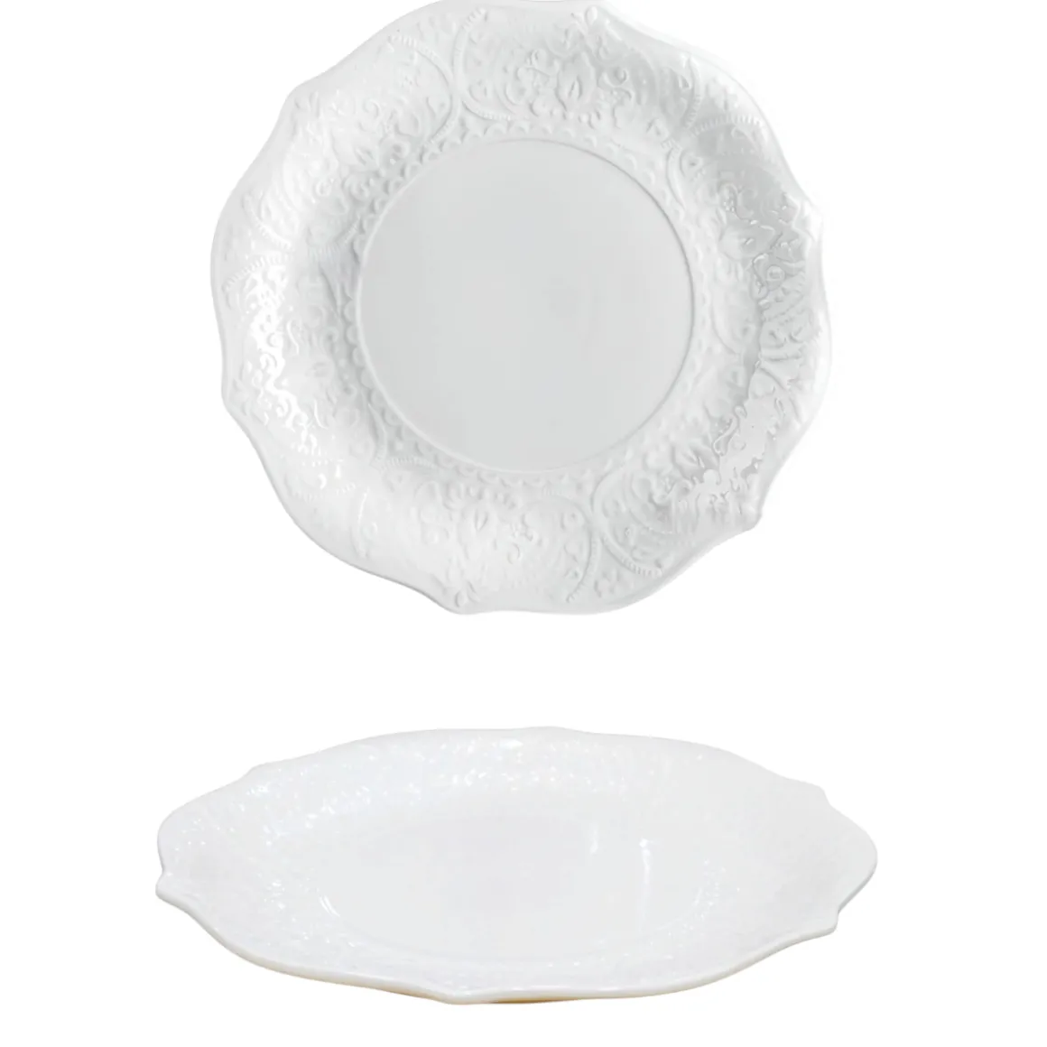 PIATTO PIANO IN PORCELLANA LINEA ALICE DIAM. 27CM BIANCO