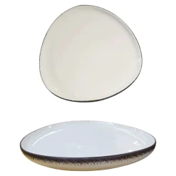 PIATTO PIANO IN PORCELLANA LINEA ONDA 30X29CM BIANCO